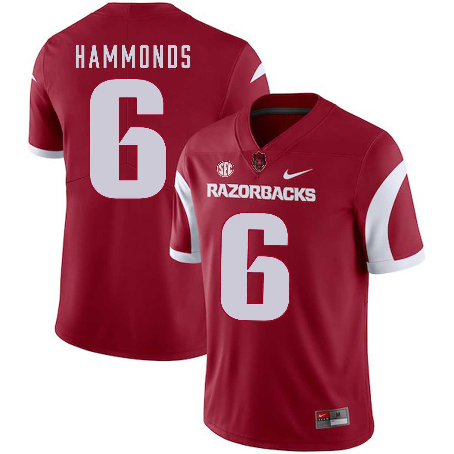 Arkansas Razorbacks #6 T.J. Hammonds Red College Football Jersey